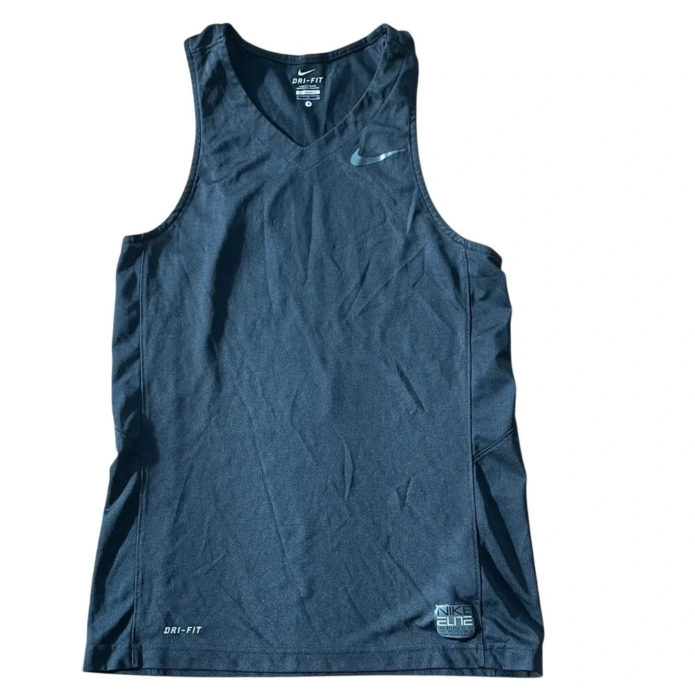 Nike‎ Dri Fit Women's Elite Black V Neck Athletic Tank Top Small